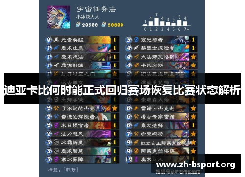 迪亚卡比何时能正式回归赛场恢复比赛状态解析 迪亚卡比何时能正式回归赛场恢复比赛状态解析